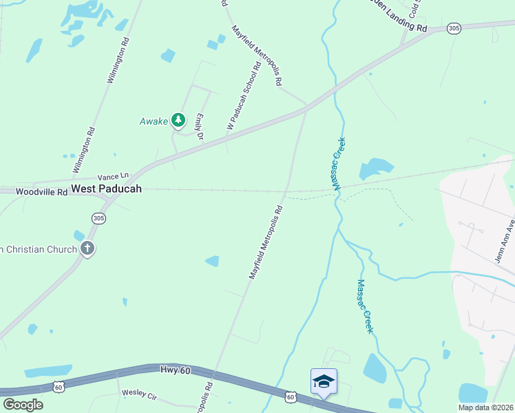map of restaurants, bars, coffee shops, grocery stores, and more near 5600 Mayfield Metropolis Road in Paducah