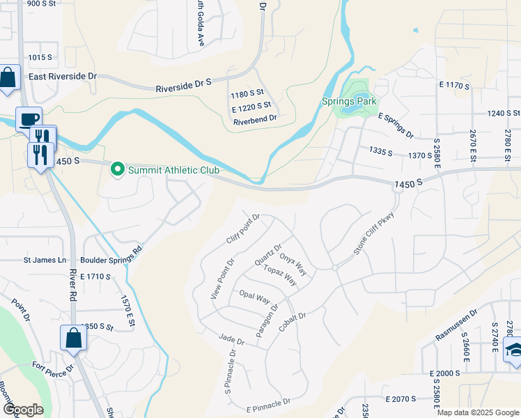 map of restaurants, bars, coffee shops, grocery stores, and more near 2031 Cliff Point Drive in St. George