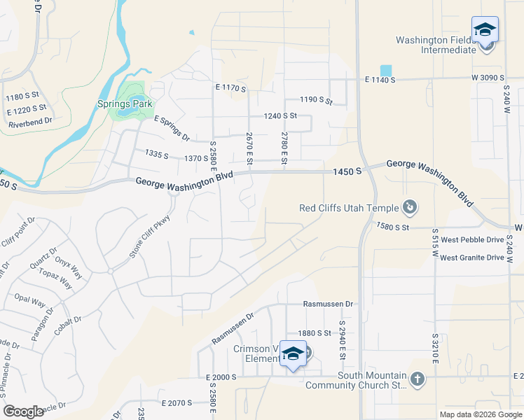 map of restaurants, bars, coffee shops, grocery stores, and more near 1812 Shale Drive in St. George