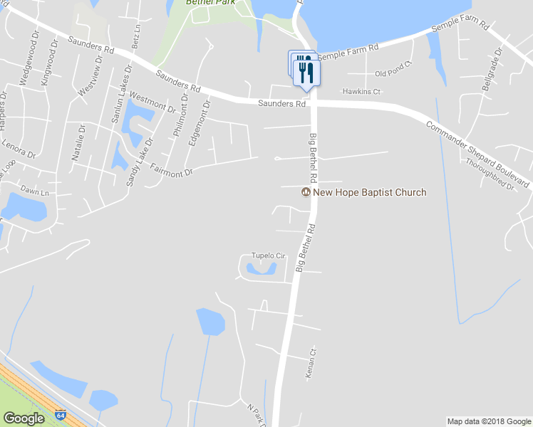 map of restaurants, bars, coffee shops, grocery stores, and more near 26 Welcome Way in Hampton