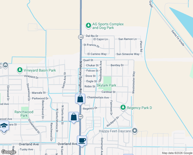 map of restaurants, bars, coffee shops, grocery stores, and more near 1352 Dove Street in Los Banos