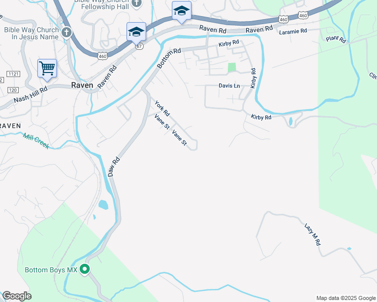 map of restaurants, bars, coffee shops, grocery stores, and more near 224 Vane Street in Raven