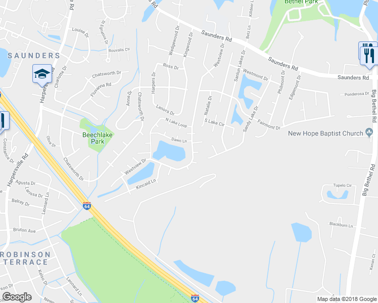 map of restaurants, bars, coffee shops, grocery stores, and more near 108 Westview Drive in Hampton