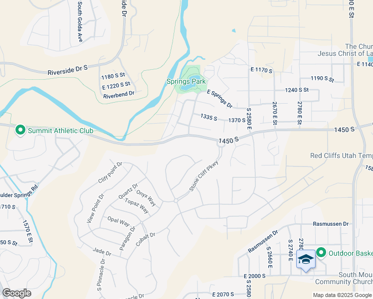 map of restaurants, bars, coffee shops, grocery stores, and more near 2319 Stone Cliff Drive in St. George