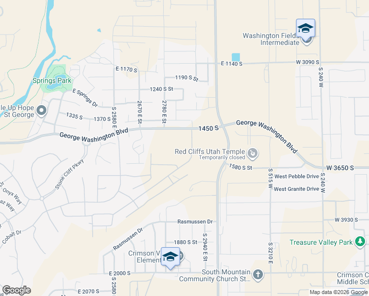 map of restaurants, bars, coffee shops, grocery stores, and more near in St. George