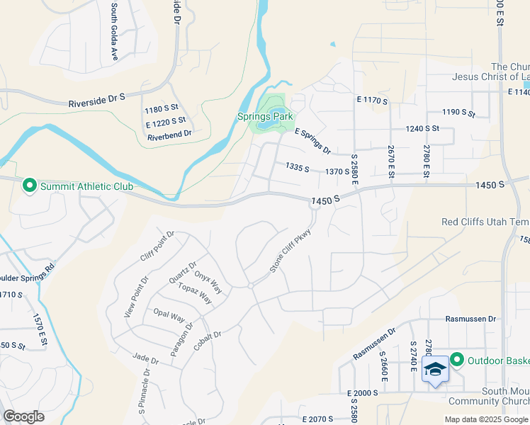 map of restaurants, bars, coffee shops, grocery stores, and more near 2319 Stone Cliff Drive in St. George