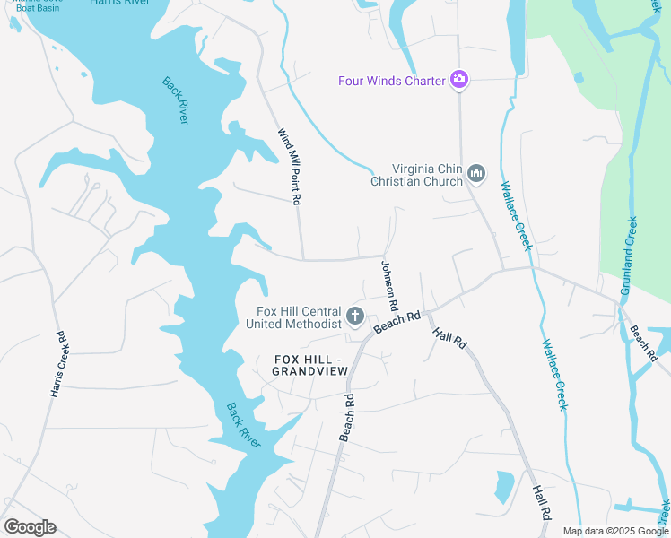 map of restaurants, bars, coffee shops, grocery stores, and more near 21 Wind Mill Point Rd in Hampton