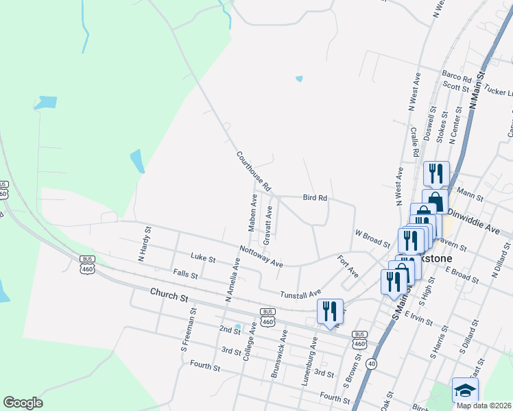 map of restaurants, bars, coffee shops, grocery stores, and more near 216 Maben Avenue in Blackstone