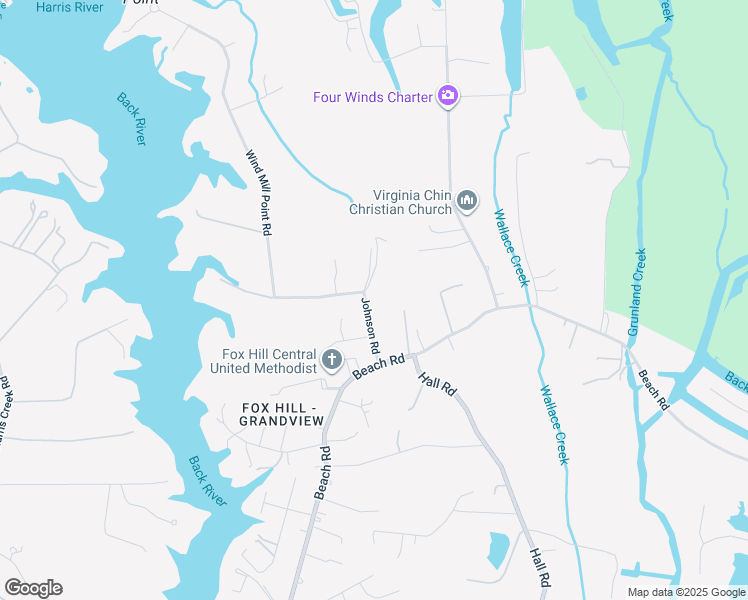 map of restaurants, bars, coffee shops, grocery stores, and more near 18 Johnson Road in Hampton