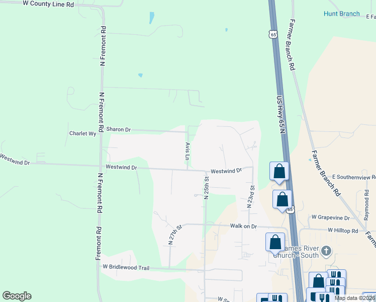 map of restaurants, bars, coffee shops, grocery stores, and more near 6600-6794 N 26th St in Ozark