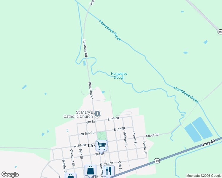 map of restaurants, bars, coffee shops, grocery stores, and more near 798 Oak Street in La Center