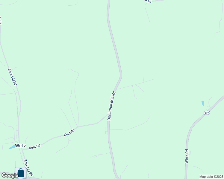 map of restaurants, bars, coffee shops, grocery stores, and more near 2653 Bonbrook Mill Road in Wirtz