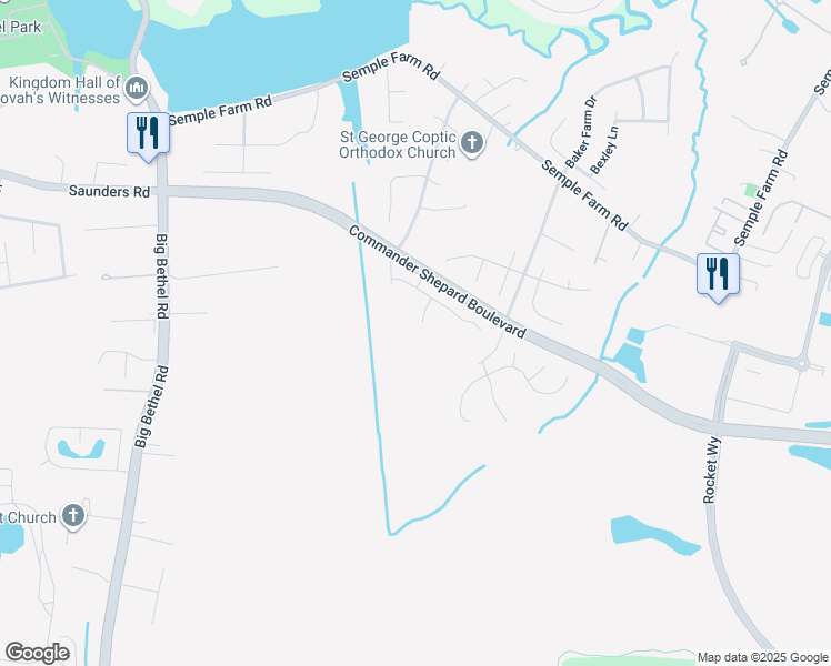 map of restaurants, bars, coffee shops, grocery stores, and more near 12 Meadow Lane in Hampton