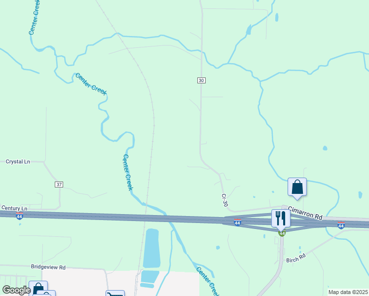 map of restaurants, bars, coffee shops, grocery stores, and more near 2549 County Road 30 in Sarcoxie