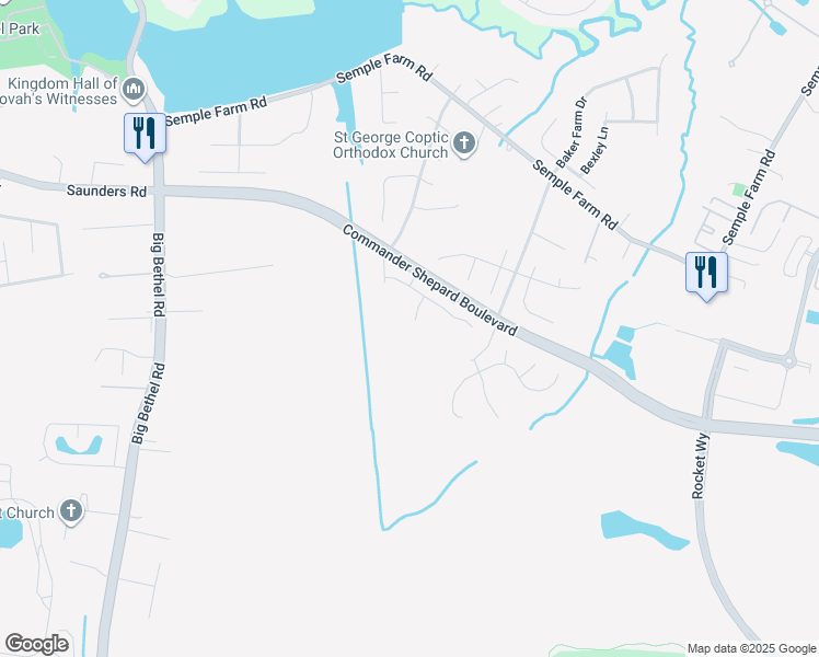 map of restaurants, bars, coffee shops, grocery stores, and more near 12 Meadow Lane in Hampton