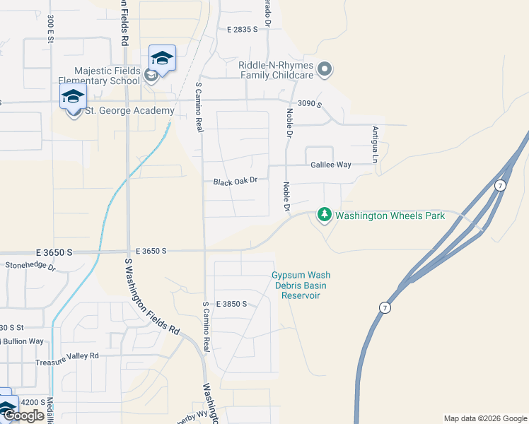 map of restaurants, bars, coffee shops, grocery stores, and more near 3504 South Pecos Drive in Washington