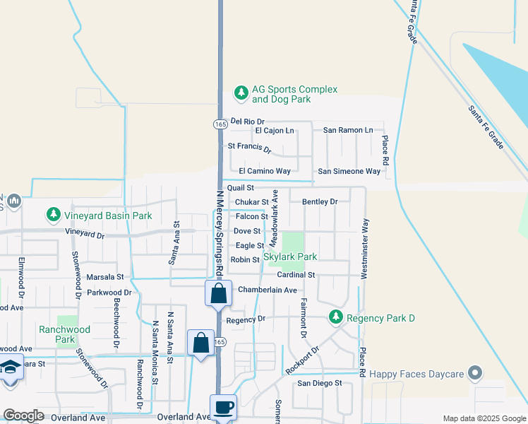 map of restaurants, bars, coffee shops, grocery stores, and more near 1352 Dove Street in Los Banos