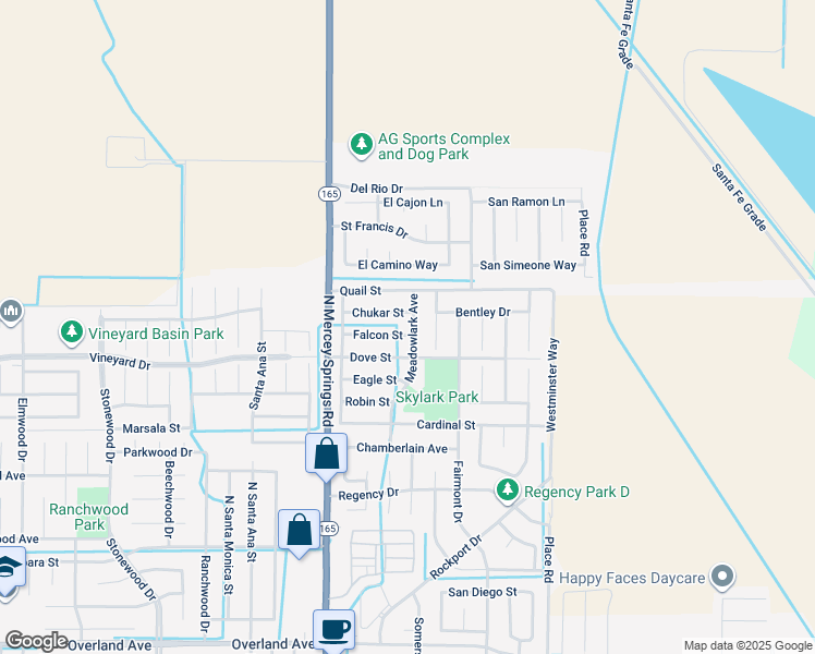 map of restaurants, bars, coffee shops, grocery stores, and more near 1352 Dove Street in Los Banos