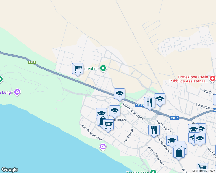 map of restaurants, bars, coffee shops, grocery stores, and more near 12 Via Tina Pica in Libero consorzio comunale di Caltanissetta