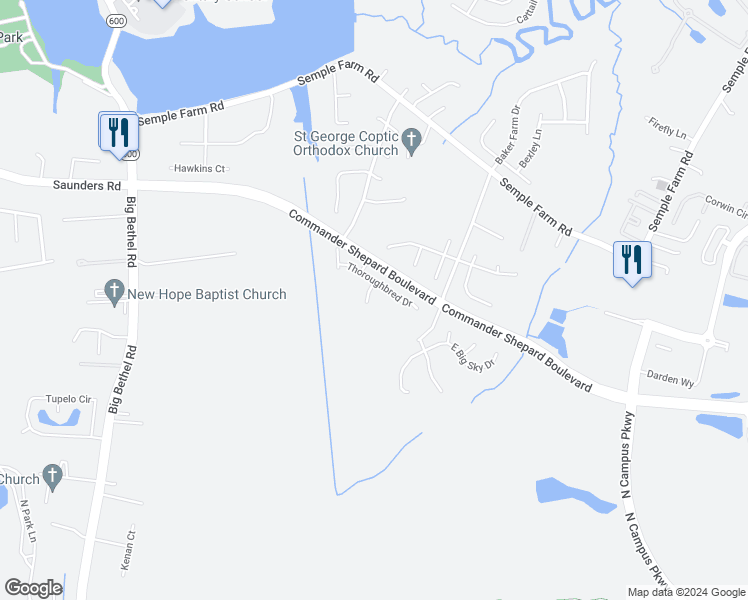 map of restaurants, bars, coffee shops, grocery stores, and more near 5 Meadow Lane in Hampton