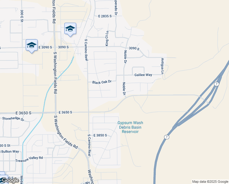 map of restaurants, bars, coffee shops, grocery stores, and more near 3432 South Pecos Drive in Washington