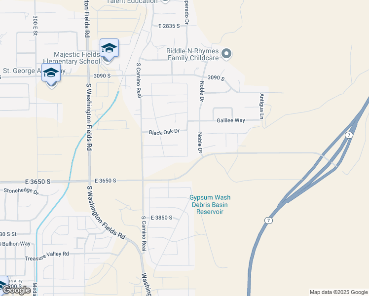 map of restaurants, bars, coffee shops, grocery stores, and more near 3432 South Pecos Drive in Washington