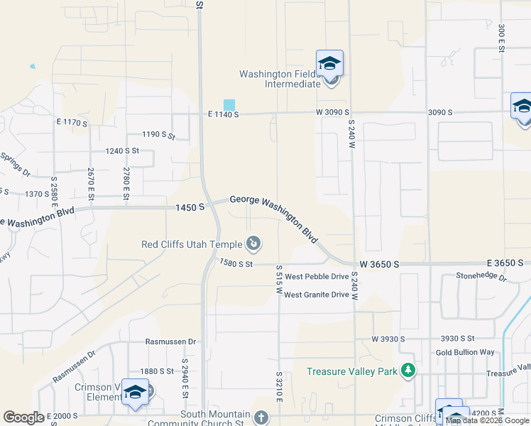 map of restaurants, bars, coffee shops, grocery stores, and more near View Lane in St. George