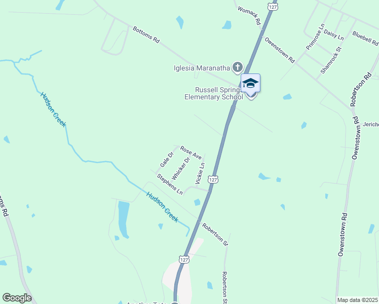 map of restaurants, bars, coffee shops, grocery stores, and more near Rose Avenue in Russell Springs