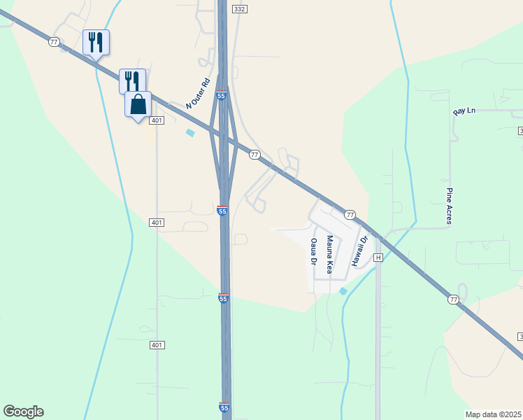 map of restaurants, bars, coffee shops, grocery stores, and more near 59 Maui Drive in Benton