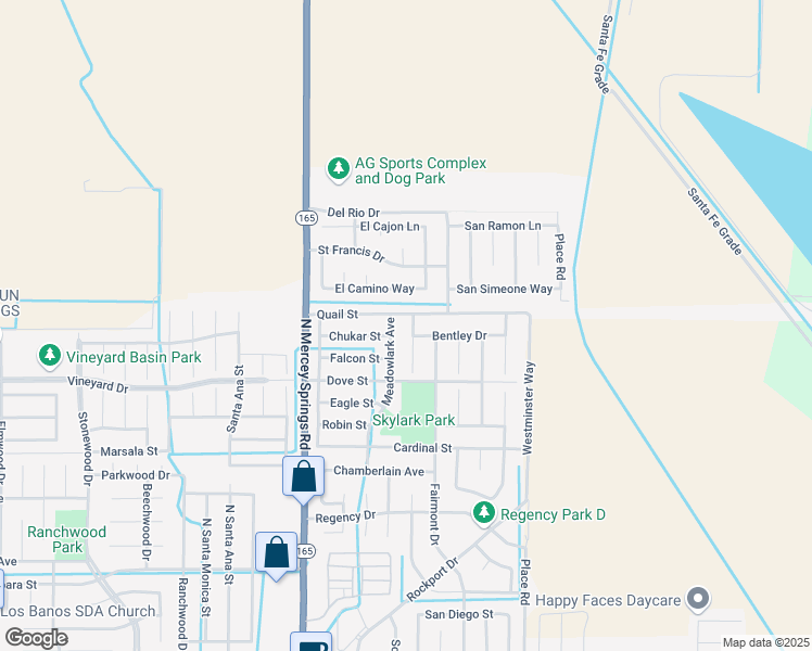 map of restaurants, bars, coffee shops, grocery stores, and more near 763 Woodbury Drive in Los Banos