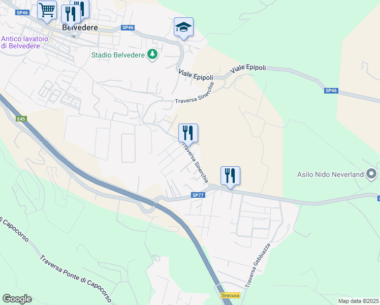 map of restaurants, bars, coffee shops, grocery stores, and more near 5 Traversa Sinerchia in Provincia di Siracusa