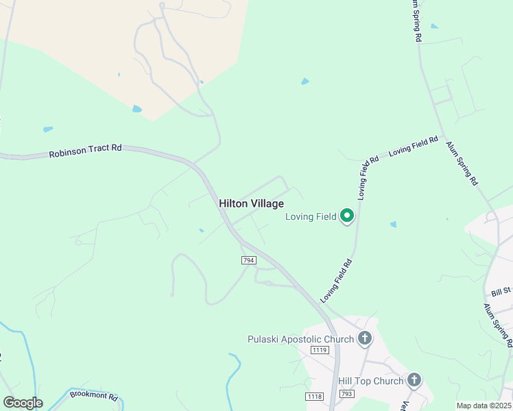 map of restaurants, bars, coffee shops, grocery stores, and more near 3458 Hilton Village Loop in Pulaski