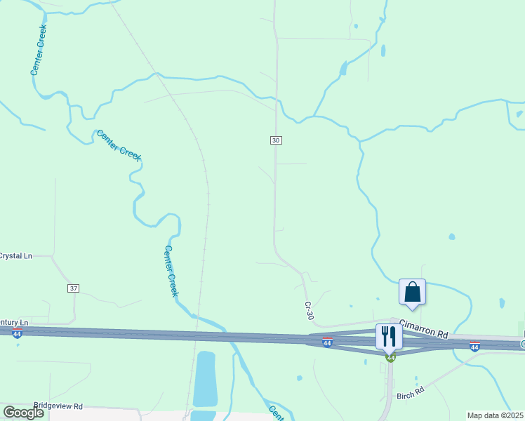 map of restaurants, bars, coffee shops, grocery stores, and more near 2549 County Road 30 in Sarcoxie