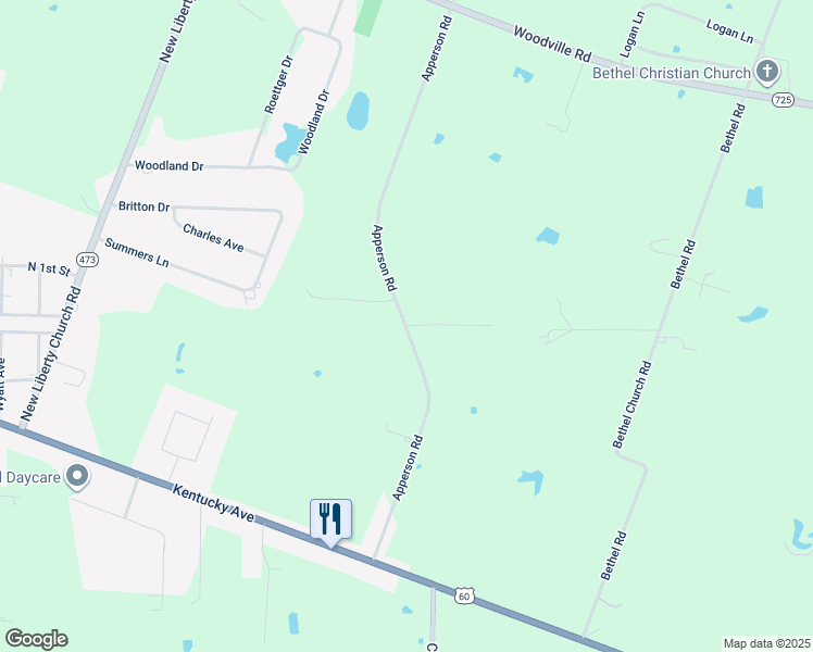 map of restaurants, bars, coffee shops, grocery stores, and more near 12701 Rosie Lane in Kevil