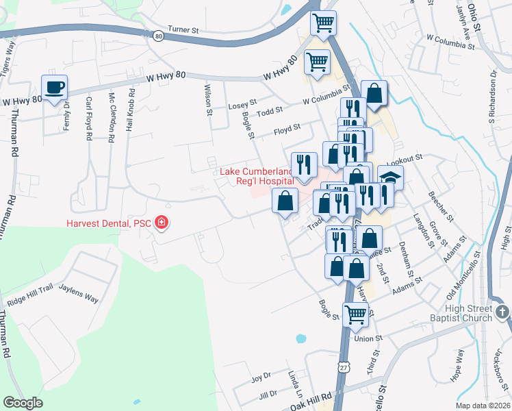 map of restaurants, bars, coffee shops, grocery stores, and more near 803-805 Hail Knob Road in Somerset