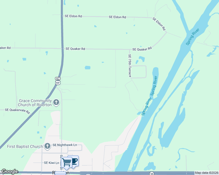 map of restaurants, bars, coffee shops, grocery stores, and more near Southeast Gilstrap Lane in Riverton