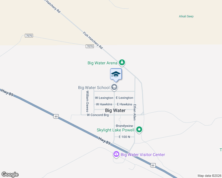 map of restaurants, bars, coffee shops, grocery stores, and more near 5 West Old North Church in Big Water