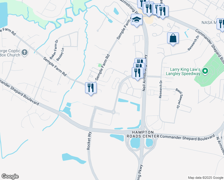 map of restaurants, bars, coffee shops, grocery stores, and more near 37 Madison Chase in Hampton