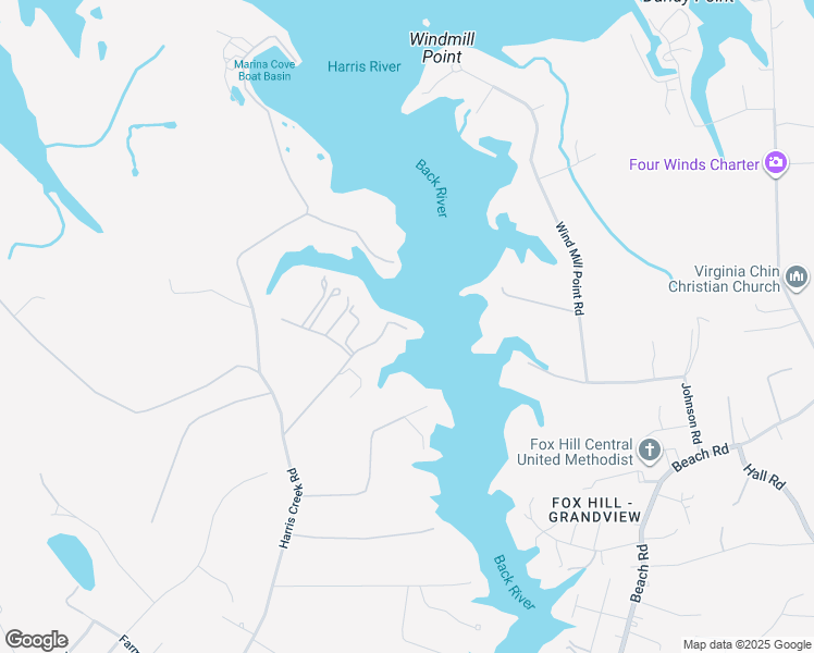 map of restaurants, bars, coffee shops, grocery stores, and more near 28 Finns Point Lane in Hampton