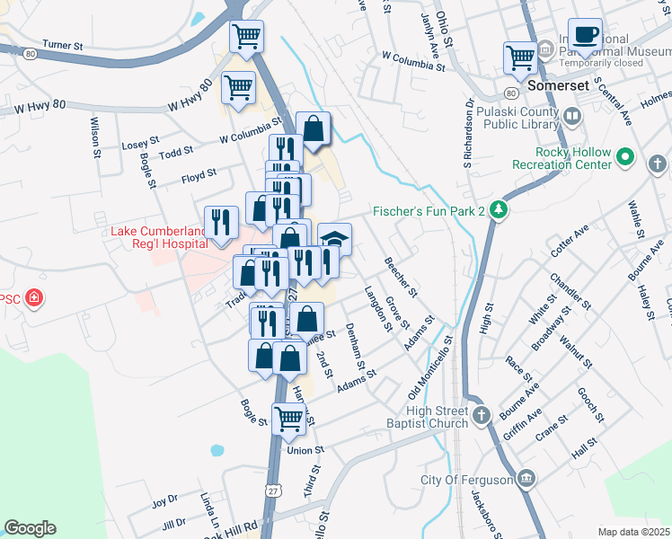map of restaurants, bars, coffee shops, grocery stores, and more near 222 Langdon Street in Somerset
