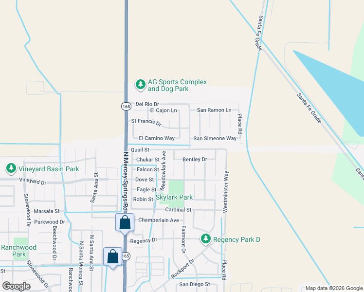 map of restaurants, bars, coffee shops, grocery stores, and more near 1440 Bentley Drive in Los Banos