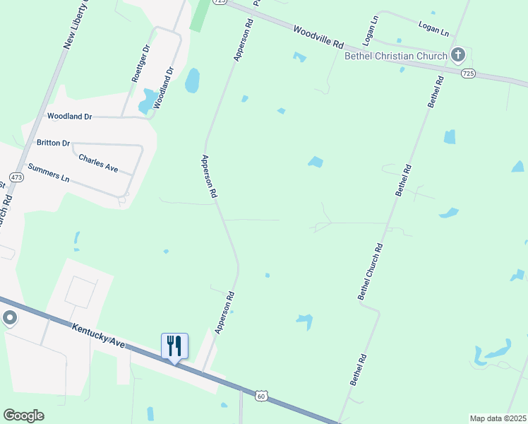 map of restaurants, bars, coffee shops, grocery stores, and more near 12701-12799 Rosie Lane in Kevil