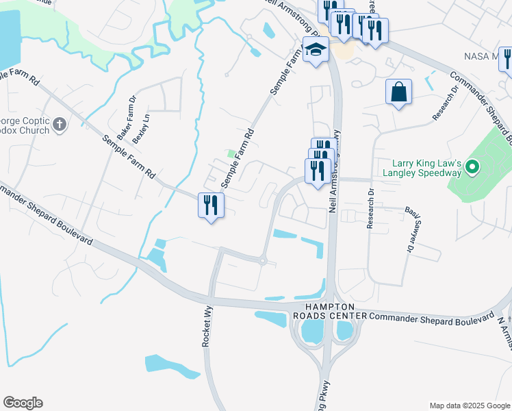 map of restaurants, bars, coffee shops, grocery stores, and more near 47 Madison Chase in Hampton