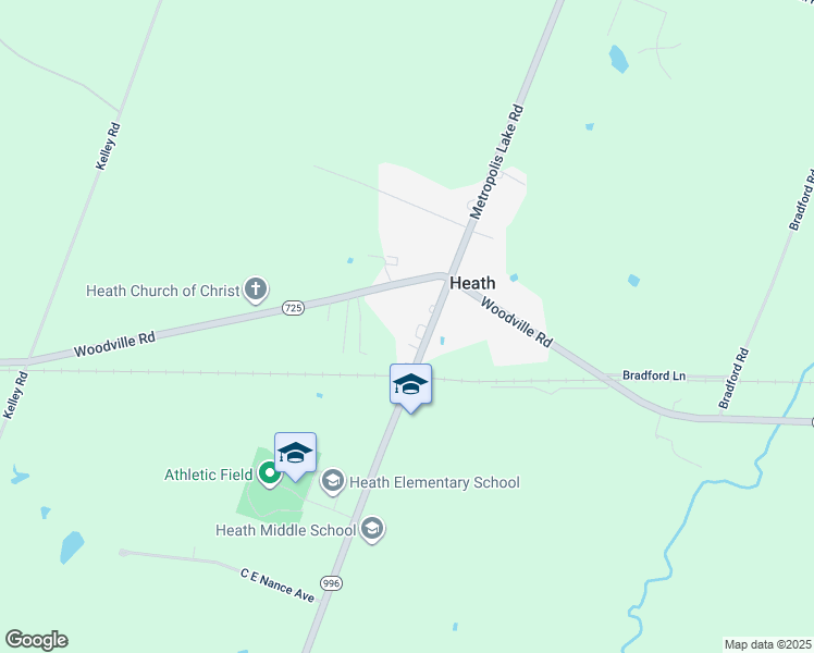 map of restaurants, bars, coffee shops, grocery stores, and more near 9755 Woodville Road in Kevil