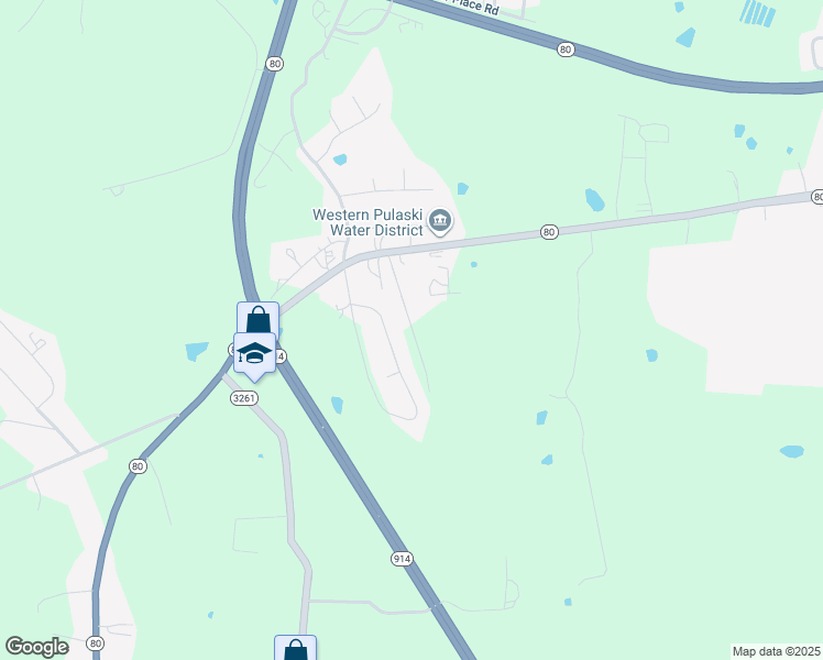map of restaurants, bars, coffee shops, grocery stores, and more near Raceway Trailer Park Road in Pulaski County