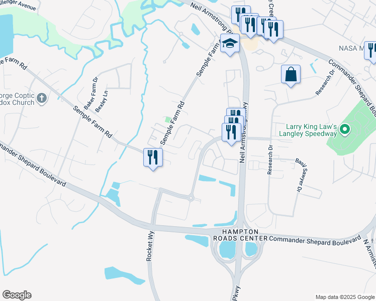 map of restaurants, bars, coffee shops, grocery stores, and more near 61 Madison Chase in Hampton