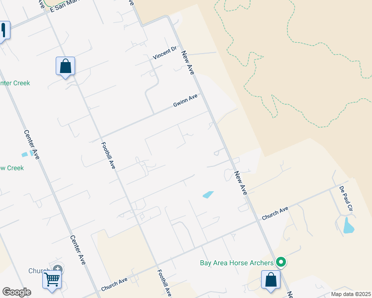 map of restaurants, bars, coffee shops, grocery stores, and more near 12467 Creekview Court in San Martin