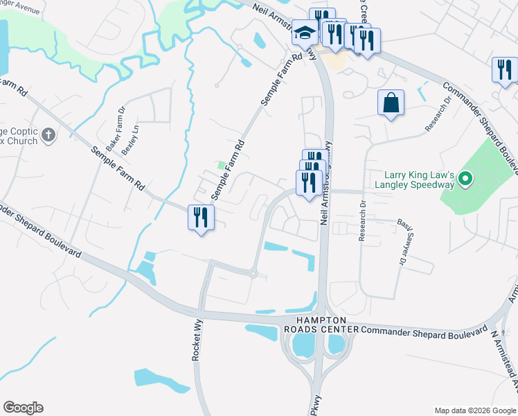 map of restaurants, bars, coffee shops, grocery stores, and more near 74 Madison Chase in Hampton
