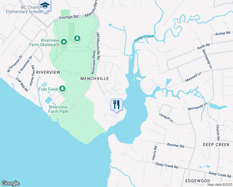 map of restaurants, bars, coffee shops, grocery stores, and more near 301 Hillside Terrace in Newport News