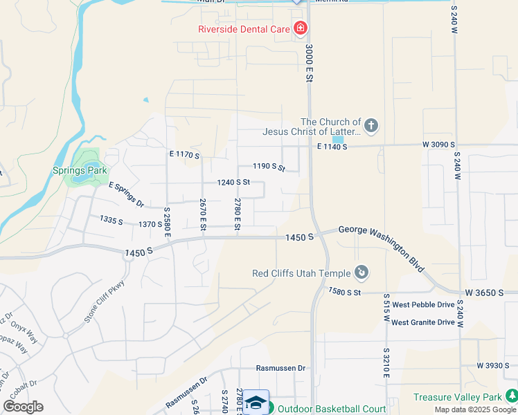 map of restaurants, bars, coffee shops, grocery stores, and more near 2816 East 1290 South in St. George